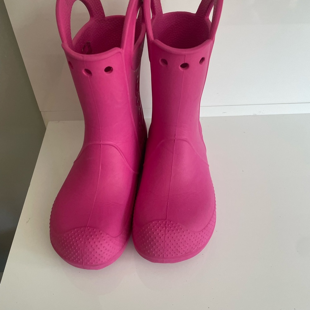 CROCS Pink Rain & Snow Boots Waterproof Mid-Calf